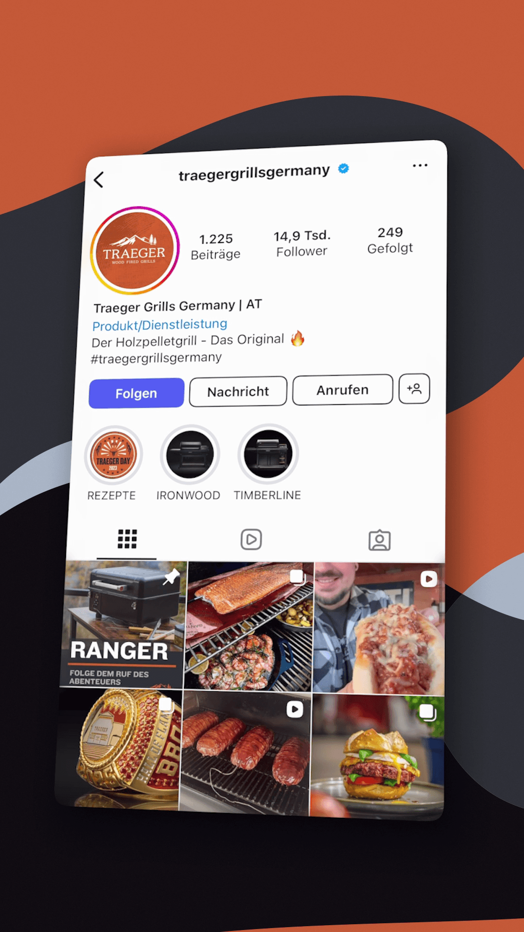Instagram-Kanal von Traeger Grills Germany, betreut von freiraum.media