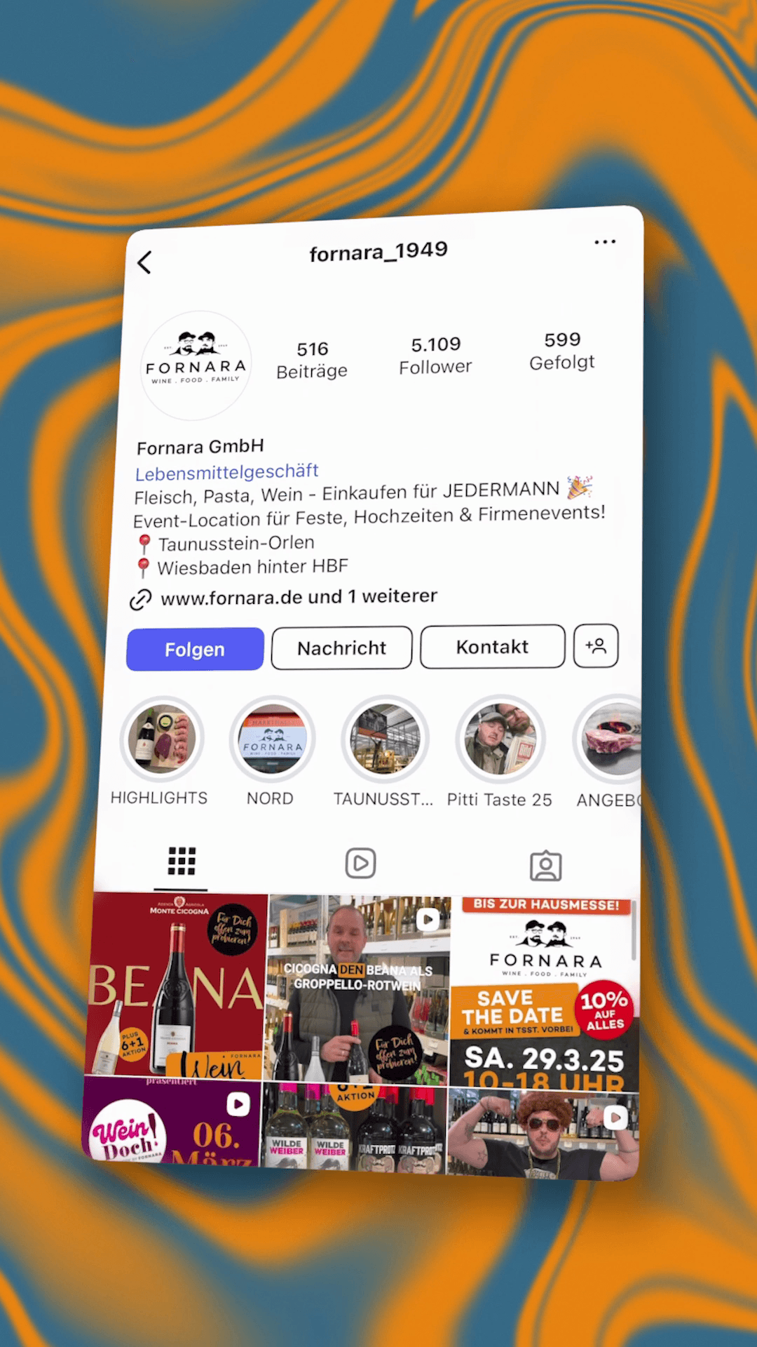 Instagram-Kanal der Fornara GmbH, betreut von freiraum.media